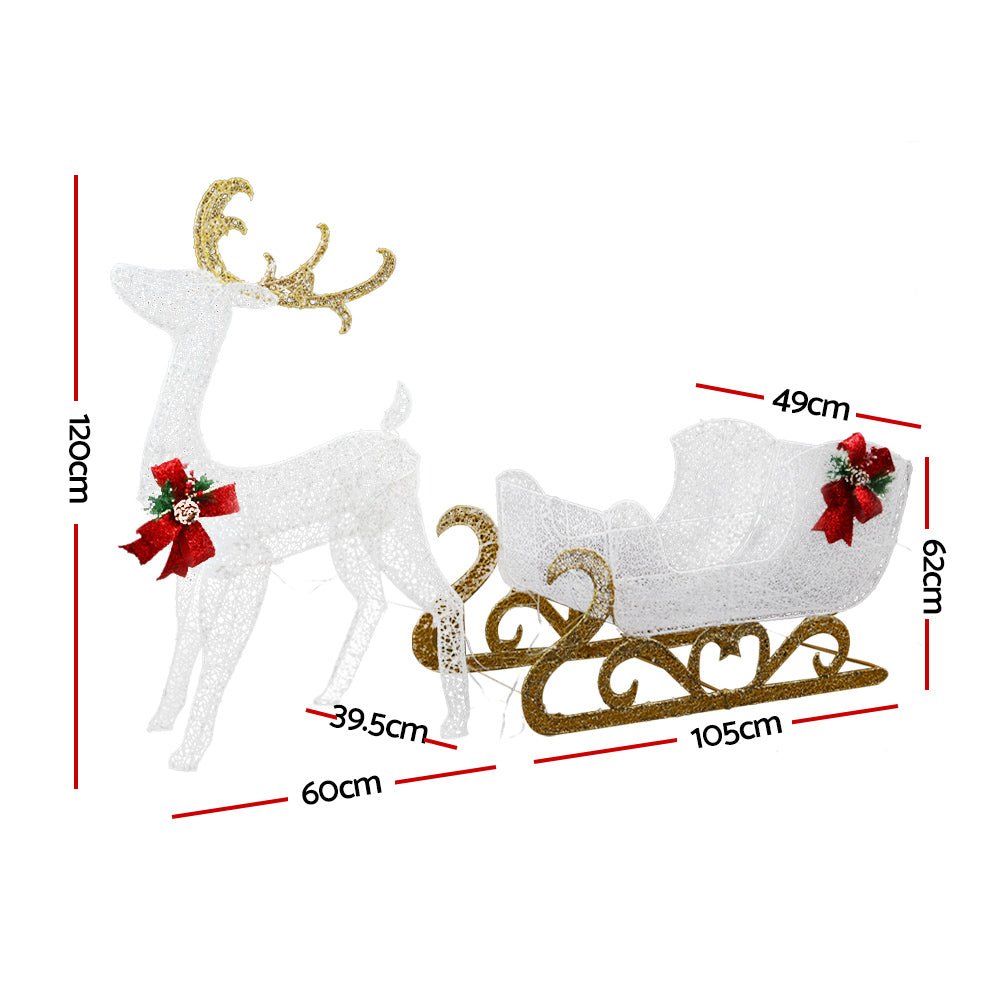 LED Reindeer Sleigh Christmas Lights – Festive 215 LED Indoor & Outdoor Display - Direct On Sale