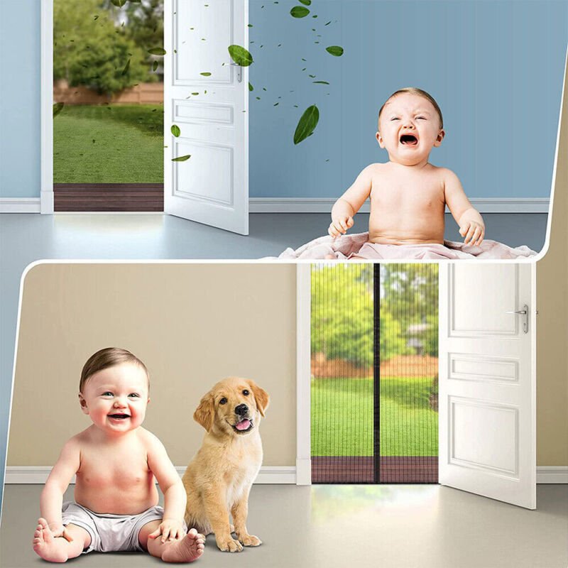 Magnetic Door Mesh Black Fly Screen Magic Mosquito Bug Curtain Hands Free - Direct On Sale