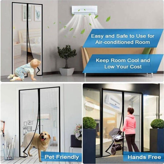 Magnetic Door Mesh Black Fly Screen Magic Mosquito Bug Curtain Hands Free - Direct On Sale
