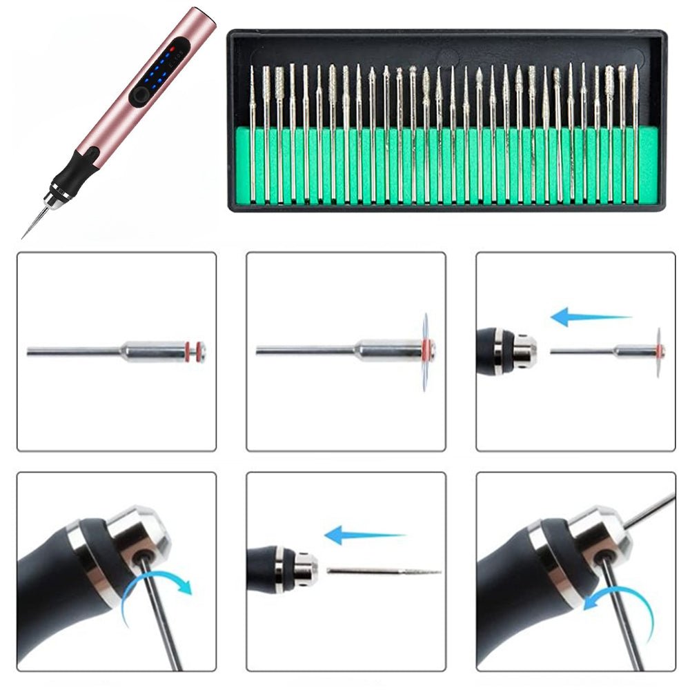 Mini Electric Professional Engraving Pen for Jewelry Glass Wood Stone Metal - USB Rechargeable - Direct On Sale