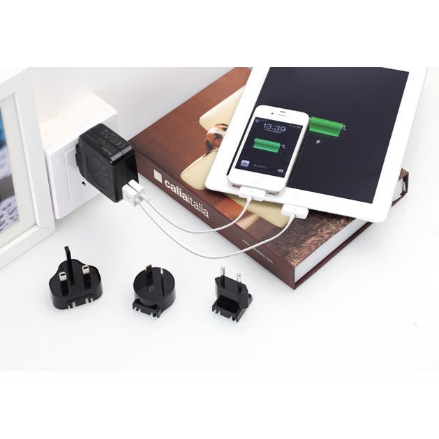 Multi Plugs USB Wall Charger Adapter 4.2 A US UK EU AU Plugs with Car Charger (D204) - Direct On Sale