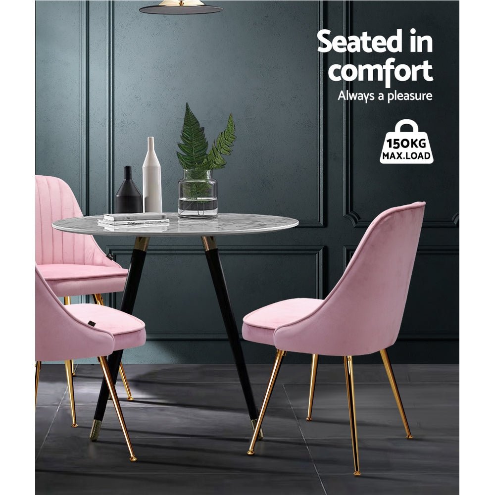 Nappa Dining Chairs Velvet Pink Set of 2 - Direct On Sale