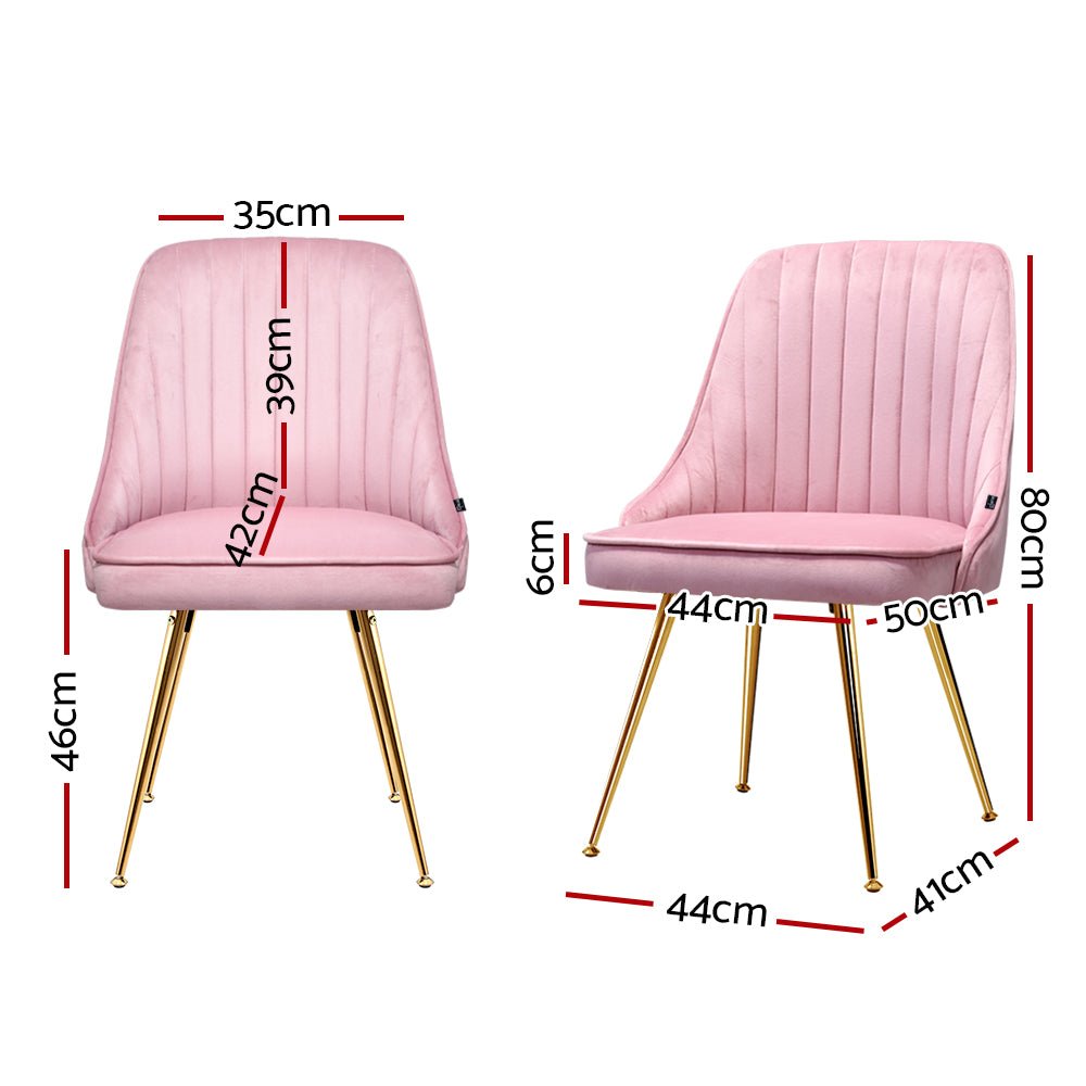 Nappa Dining Chairs Velvet Pink Set of 2 - Direct On Sale