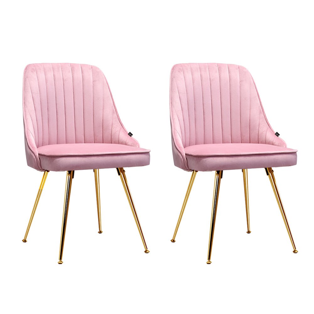 Nappa Dining Chairs Velvet Pink Set of 2 - Direct On Sale