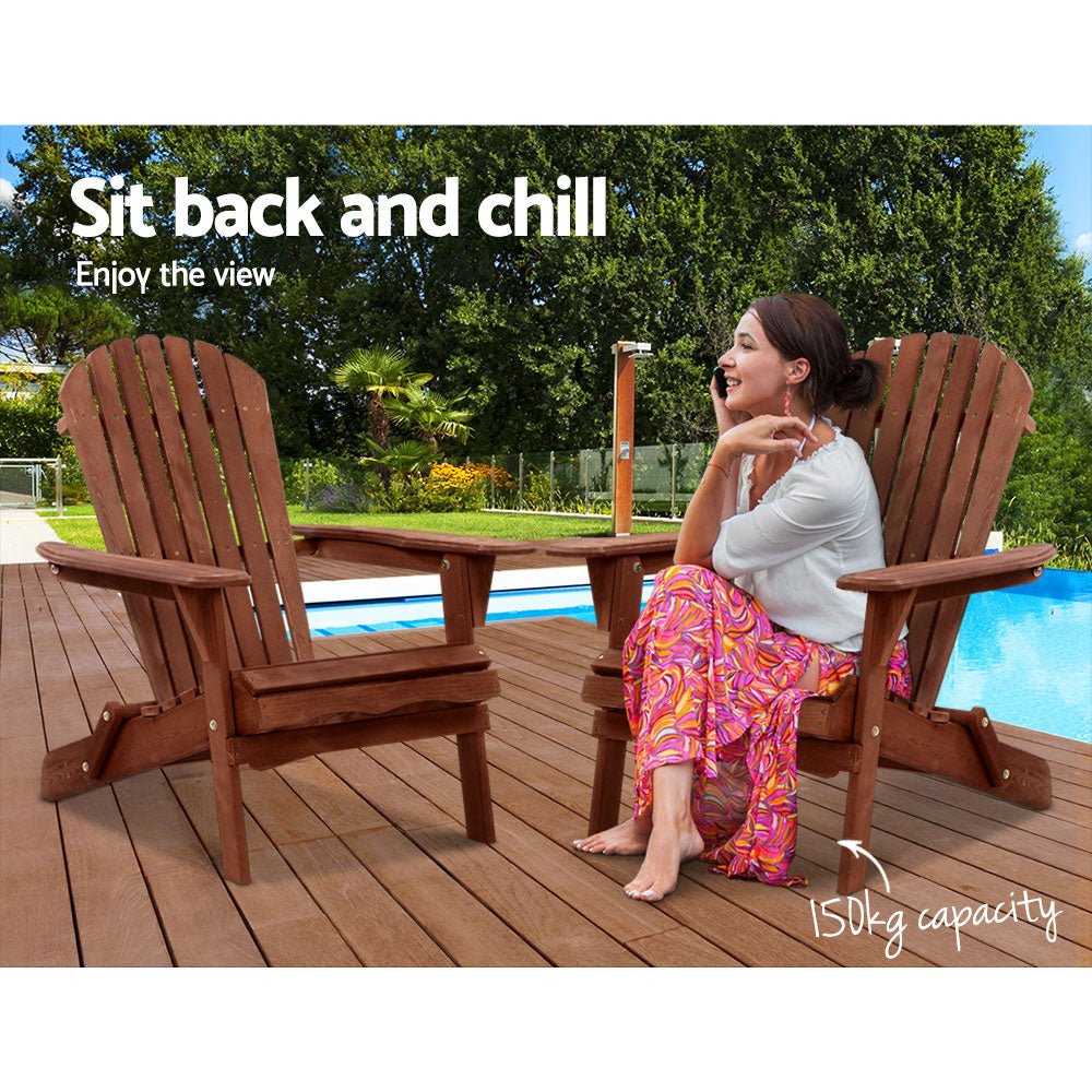 Outdoor Furniture Beach Chair Wooden Adirondack Patio Lounge Garden - Direct On Sale
