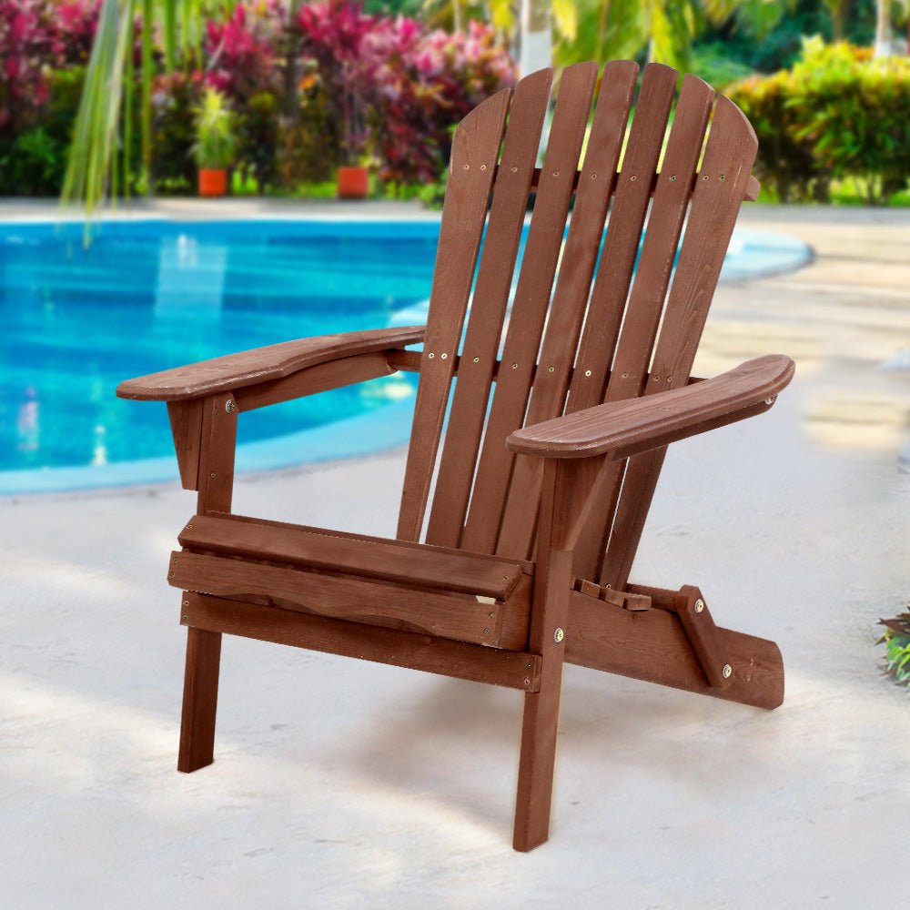 Outdoor Furniture Beach Chair Wooden Adirondack Patio Lounge Garden - Direct On Sale