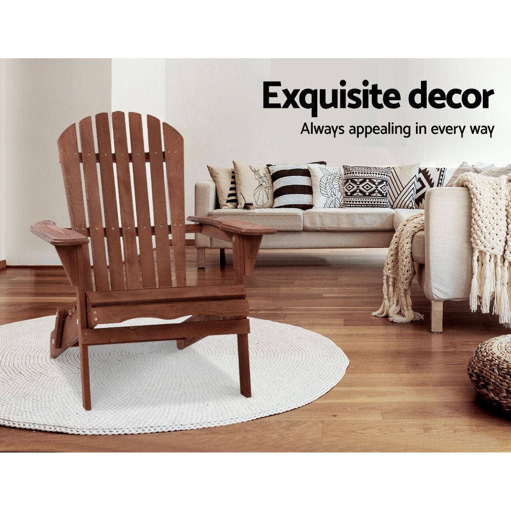 Outdoor Furniture Beach Chair Wooden Adirondack Patio Lounge Garden - Direct On Sale
