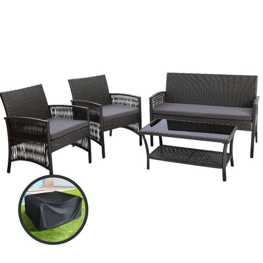Outdoor Furniture Dining Set Outdoor Lounge Setting Rattan Patio Grey - Direct On Sale