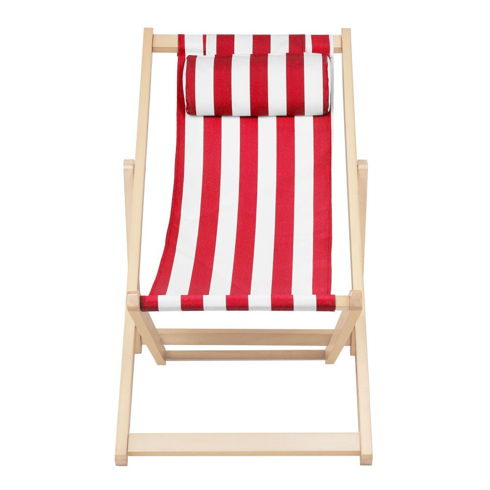 Outdoor Furniture Sun Lounge Wooden Beach Chairs Deck Chair Folding Patio - Direct On Sale
