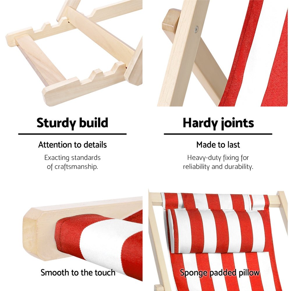 Outdoor Furniture Sun Lounge Wooden Beach Chairs Deck Chair Folding Patio - Direct On Sale