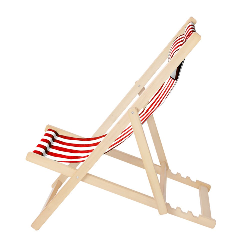 Outdoor Furniture Sun Lounge Wooden Beach Chairs Deck Chair Folding Patio - Direct On Sale