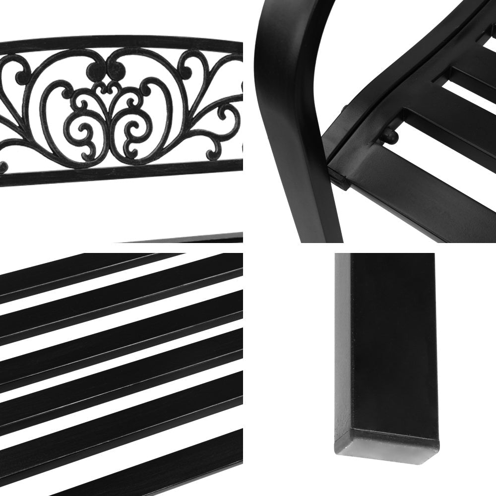Outdoor Garden Bench - Vintage Outdoor Seating - Black - Direct On Sale