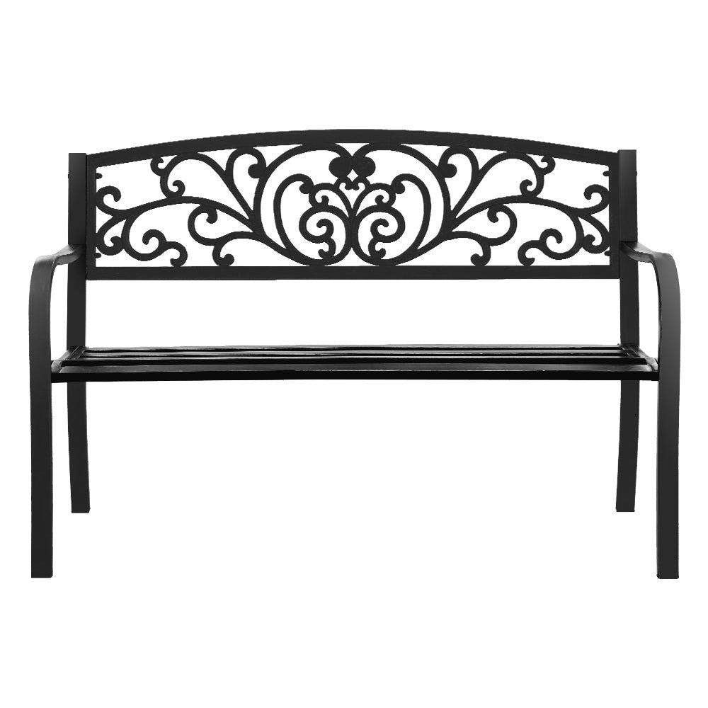Outdoor Garden Bench - Vintage Outdoor Seating - Black - Direct On Sale