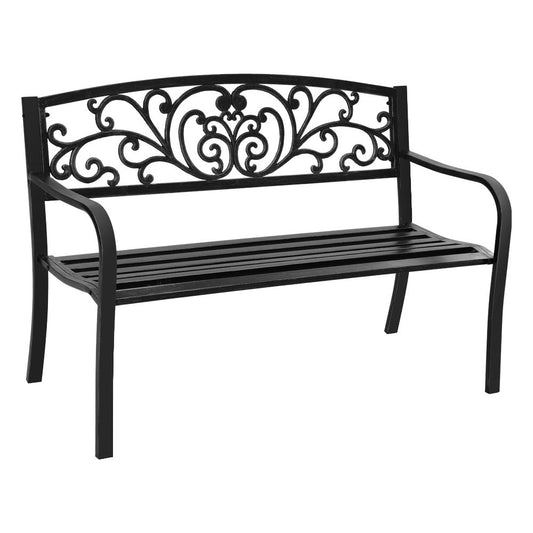 Outdoor Garden Bench - Vintage Outdoor Seating - Black - Direct On Sale