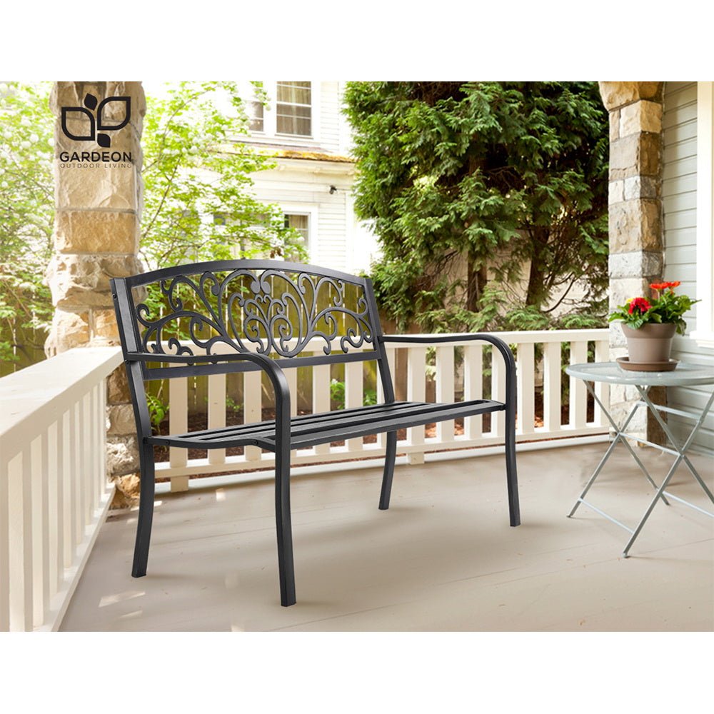 Outdoor Garden Bench - Vintage Outdoor Seating - Black - Direct On Sale