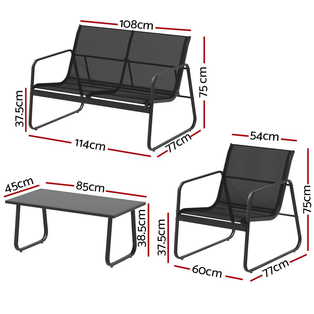 Outdoor Lounge Setting Garden Patio Furniture Textilene Sofa Table Chair - Direct On Sale
