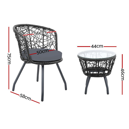 Outdoor Patio Chair and Table - Black - Direct On Sale