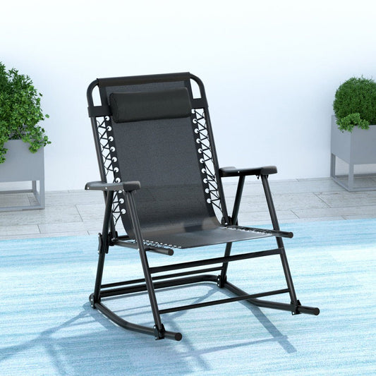 Outdoor Rocking Chair Folding Reclining Recliner Patio Furniture Garden - Direct On Sale