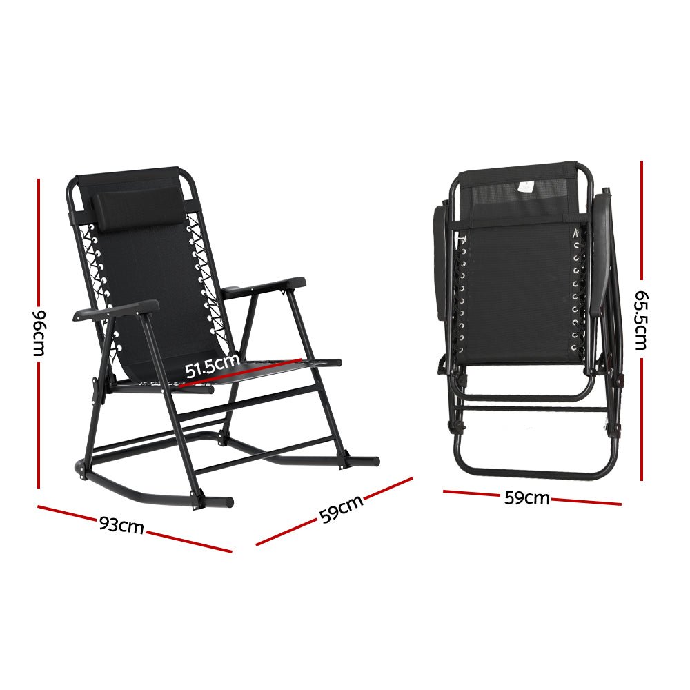 Outdoor Rocking Chair Folding Reclining Recliner Patio Furniture Garden - Direct On Sale