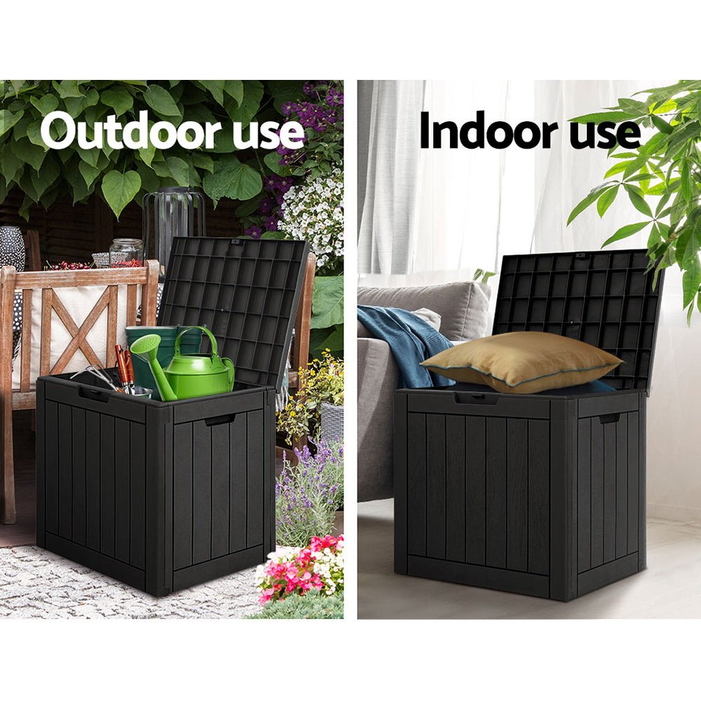 Outdoor Storage Box 118L Container Lockable Indoor Garden Toy Tool Shed Black - Direct On Sale