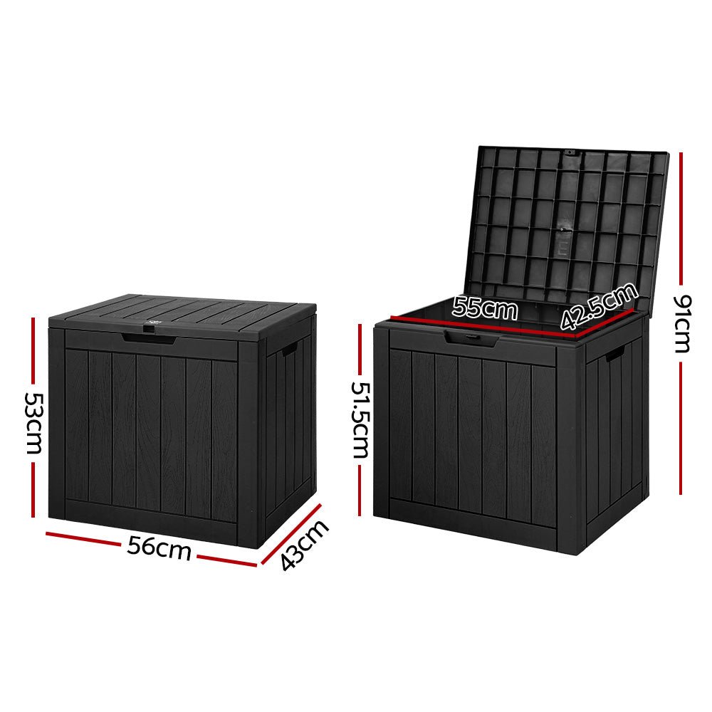 Outdoor Storage Box 118L Container Lockable Indoor Garden Toy Tool Shed Black - Direct On Sale