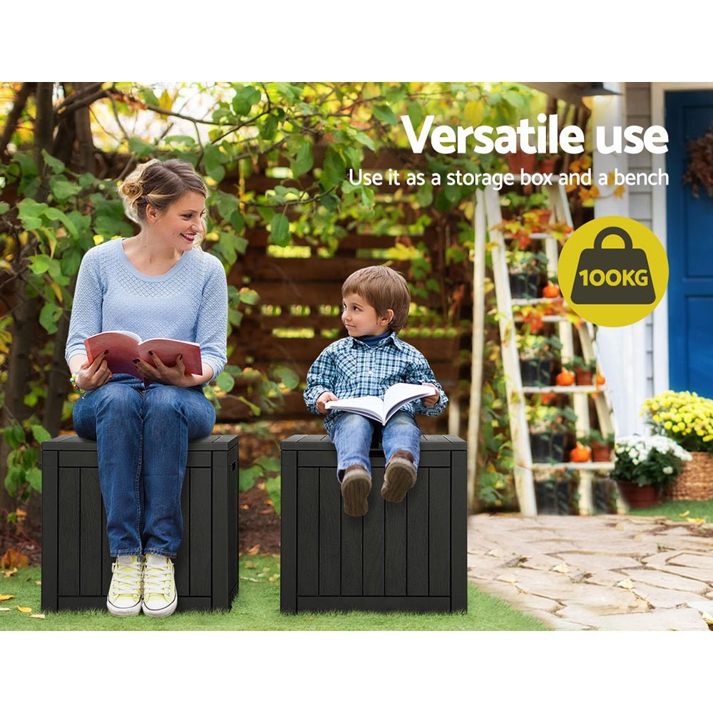 Outdoor Storage Box 118L Container Lockable Indoor Garden Toy Tool Shed Black - Direct On Sale