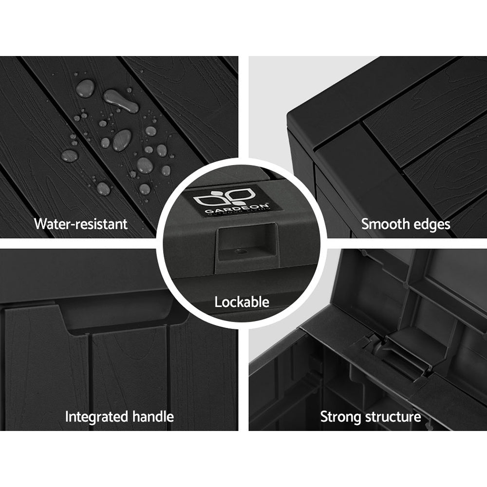 Outdoor Storage Box 118L Container Lockable Indoor Garden Toy Tool Shed Black - Direct On Sale