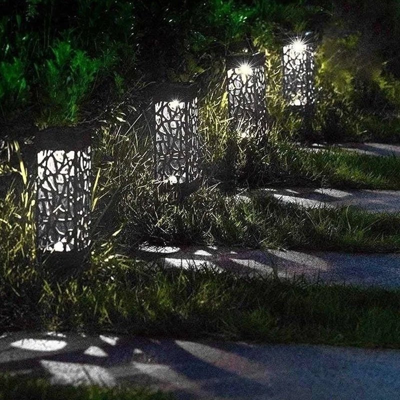 Pack of 4 Cool White Waterproof LED Garden Stake Sensor Ground Lights - Solar Powered - Direct On Sale