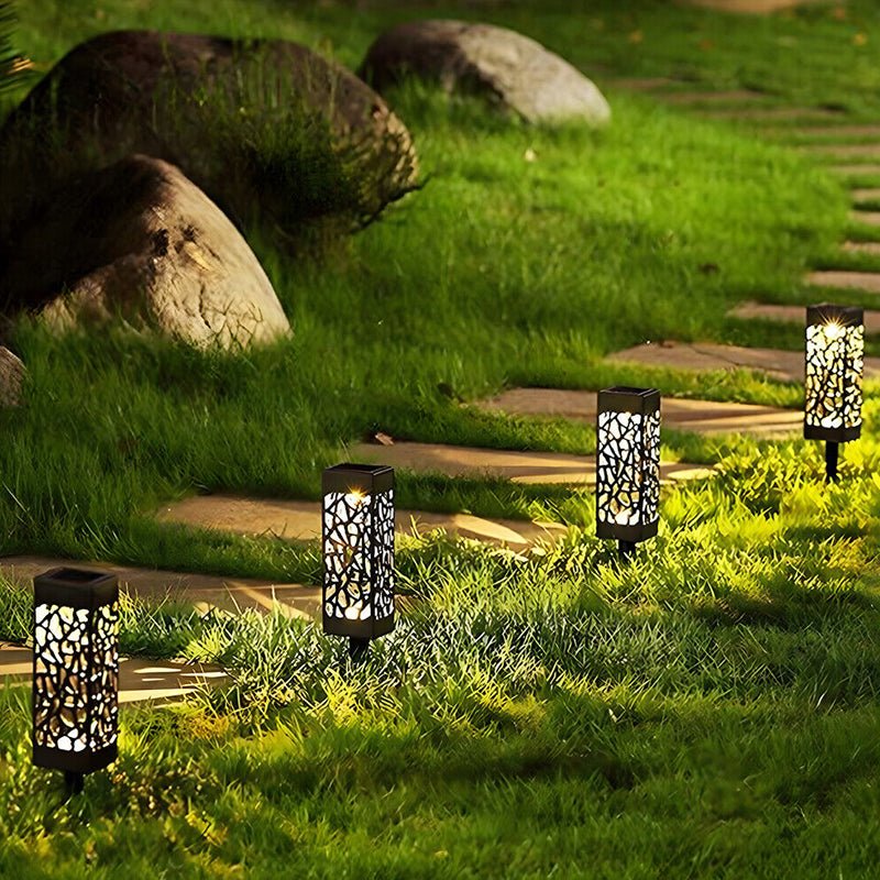 Pack of 4 Cool White Waterproof LED Garden Stake Sensor Ground Lights - Solar Powered - Direct On Sale