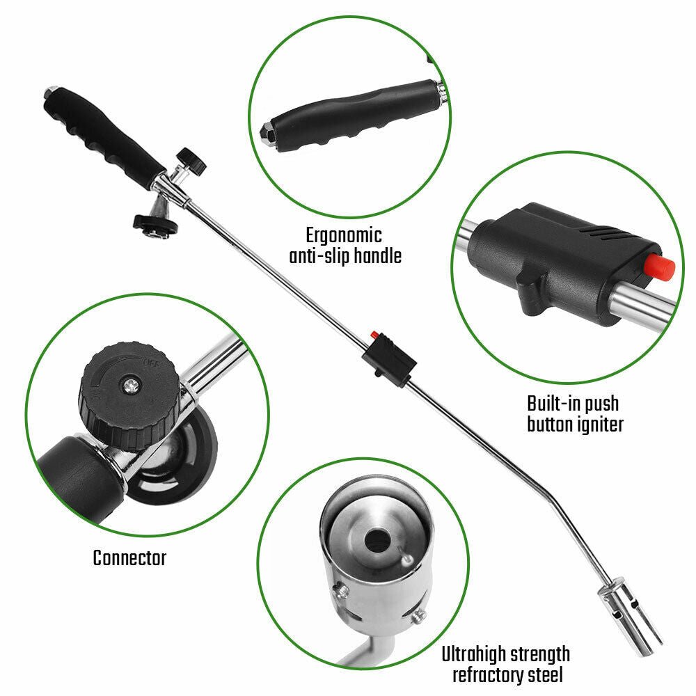 Portable Propane Weed Burner Torch with Piezo Ignition – Adjustable Flame Control for Efficient Weed Removal - Direct On Sale