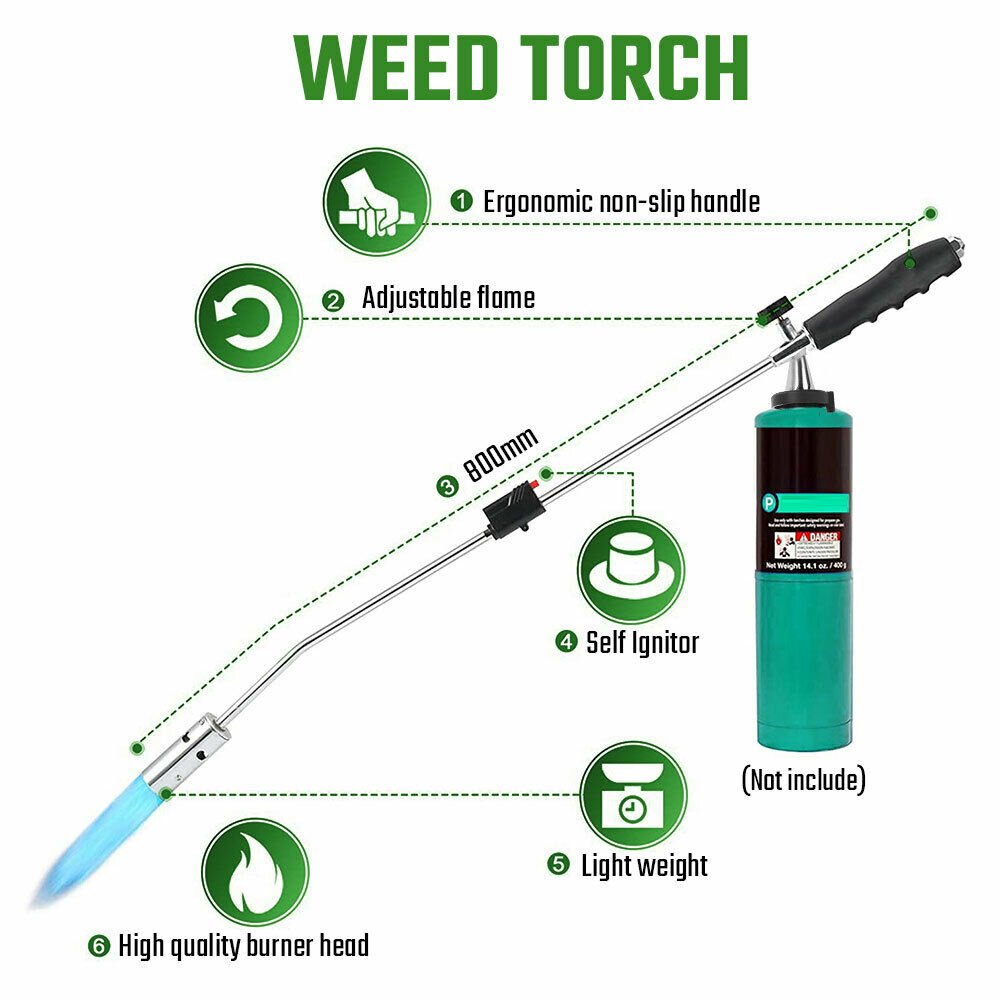 Portable Propane Weed Burner Torch with Piezo Ignition – Adjustable Flame Control for Efficient Weed Removal - Direct On Sale