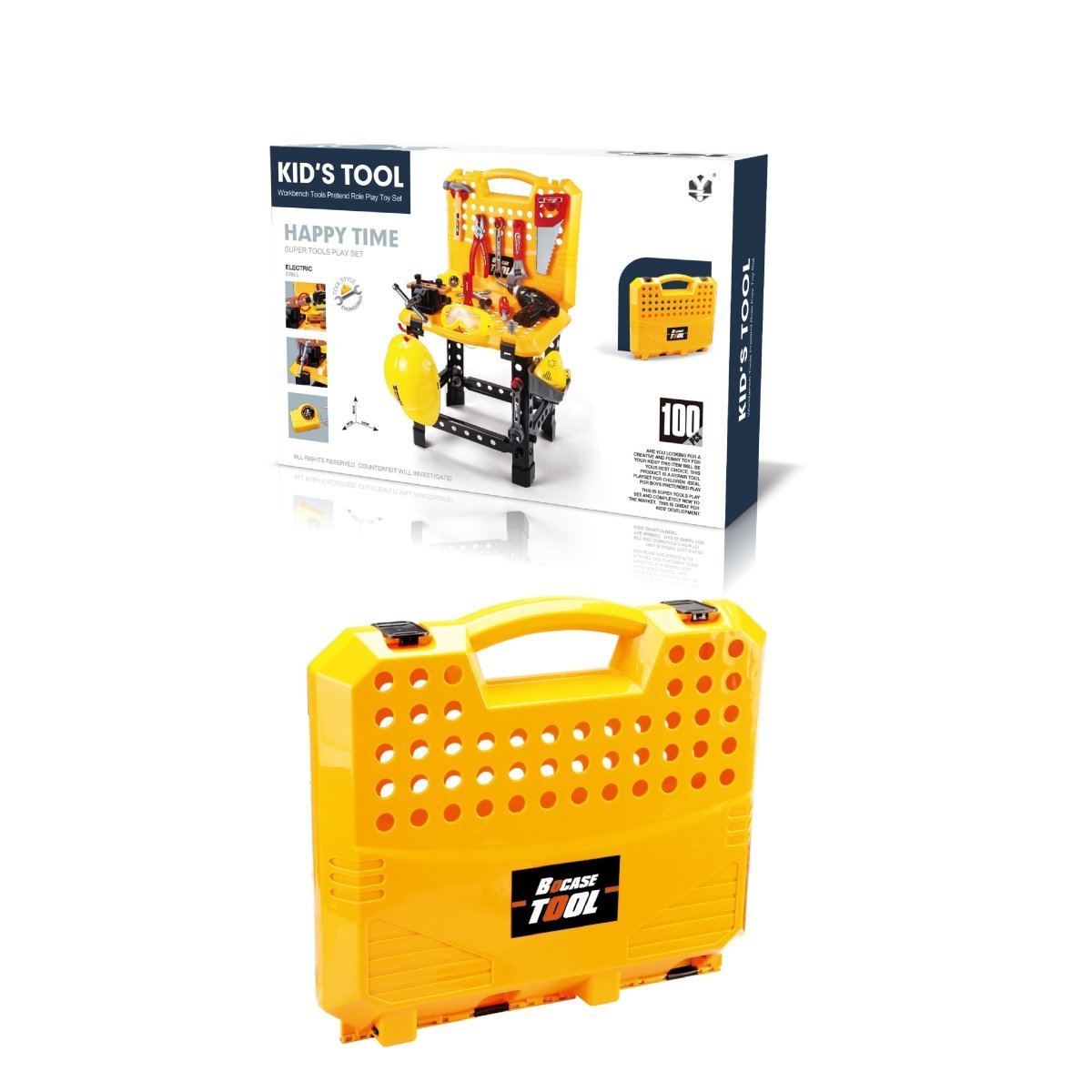 Power Tool Bench Construction Set with Tools and Electric Drill - Direct On Sale