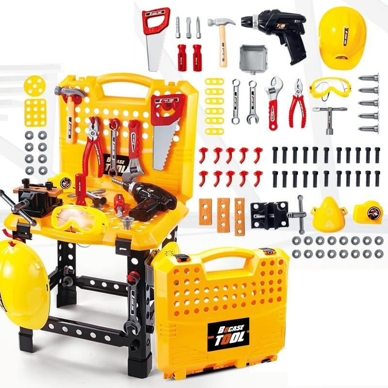 Power Tool Bench Construction Set with Tools and Electric Drill - Direct On Sale