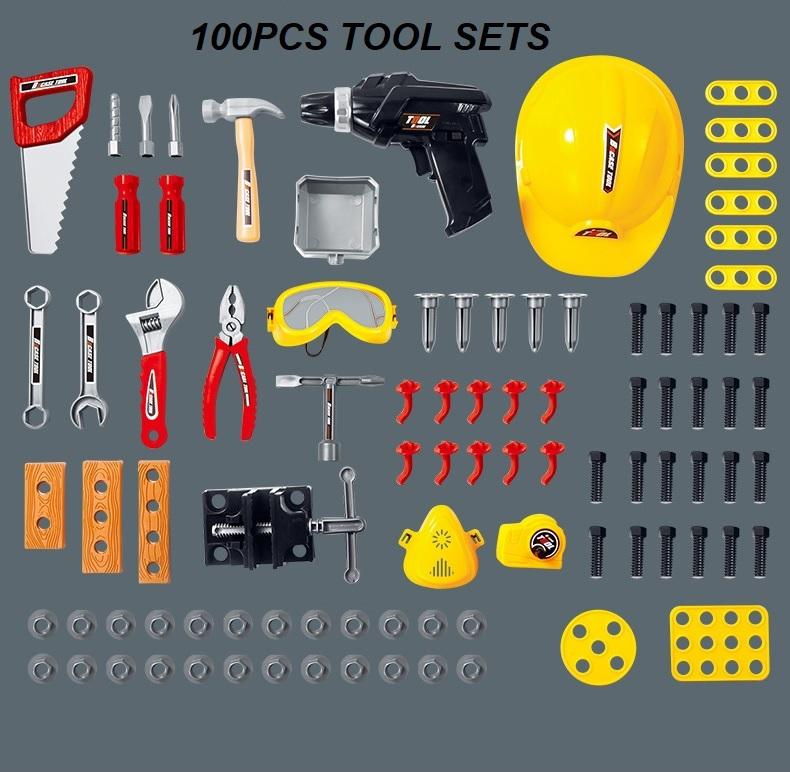 Power Tool Bench Construction Set with Tools and Electric Drill - Direct On Sale