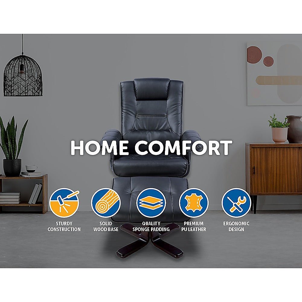 PU Leather Massage Chair Recliner Ottoman Lounge Remote - Direct On Sale