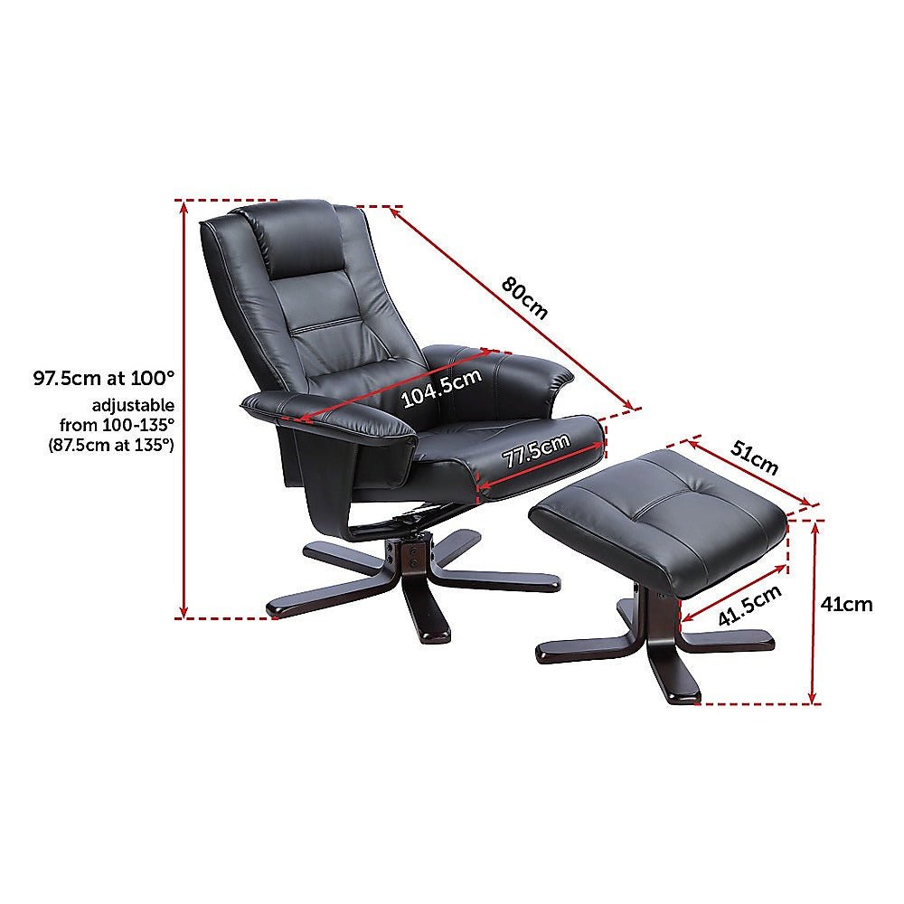 PU Leather Massage Chair Recliner Ottoman Lounge Remote - Direct On Sale