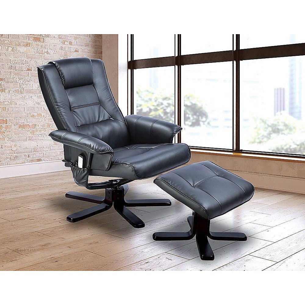 PU Leather Massage Chair Recliner Ottoman Lounge Remote - Direct On Sale