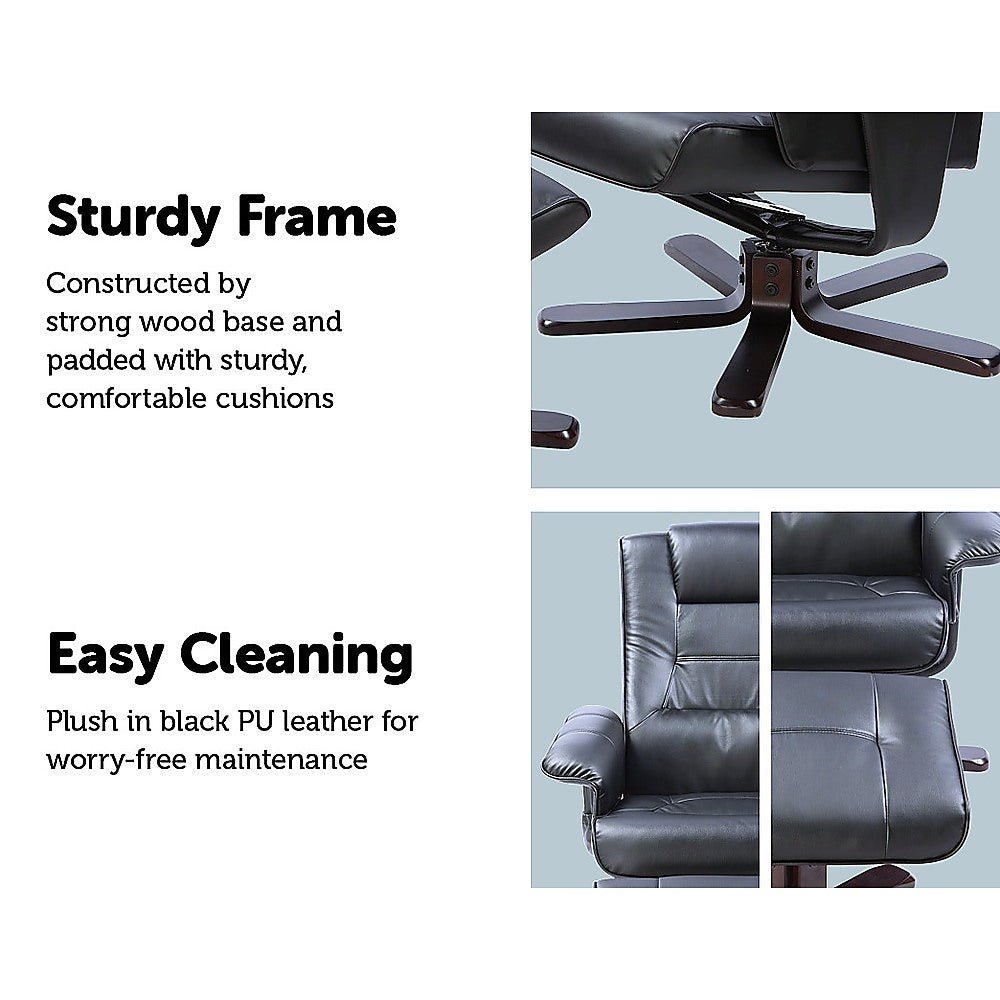 PU Leather Massage Chair Recliner Ottoman Lounge Remote - Direct On Sale