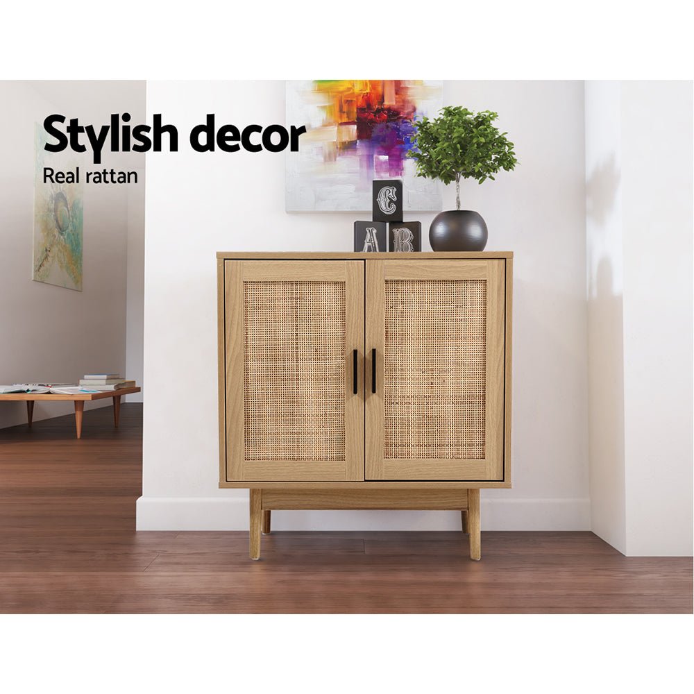 Rattan Buffet Sideboard Cabinet Kitchen Cupboard Storage - Direct On Sale