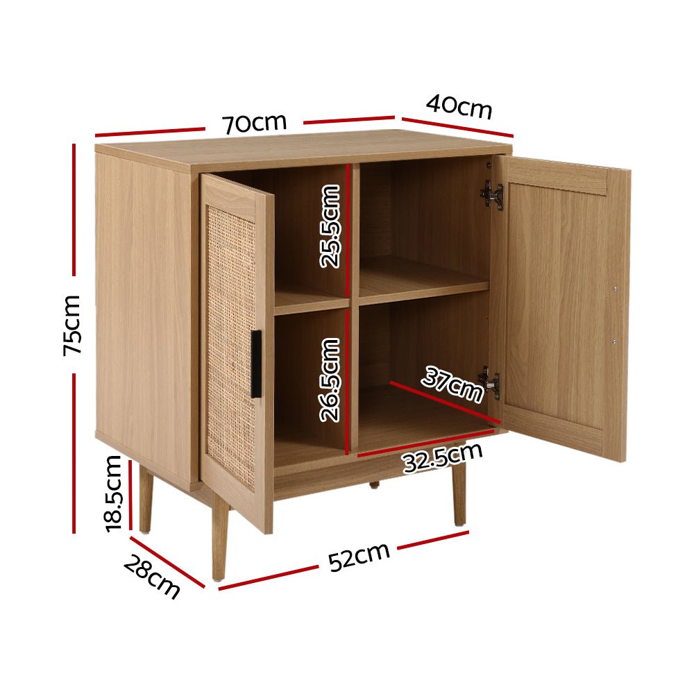 Rattan Buffet Sideboard Cabinet Kitchen Cupboard Storage - Direct On Sale