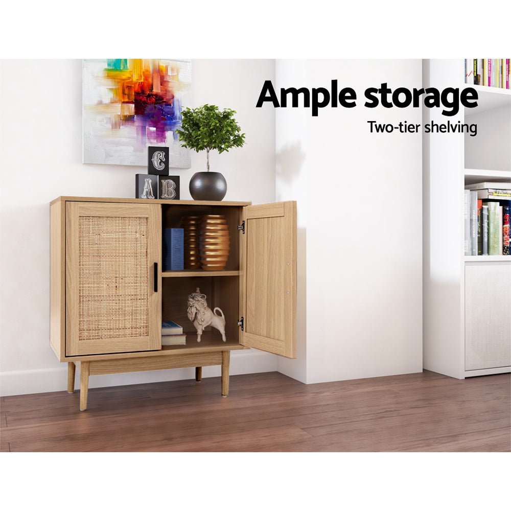 Rattan Buffet Sideboard Cabinet Kitchen Cupboard Storage - Direct On Sale