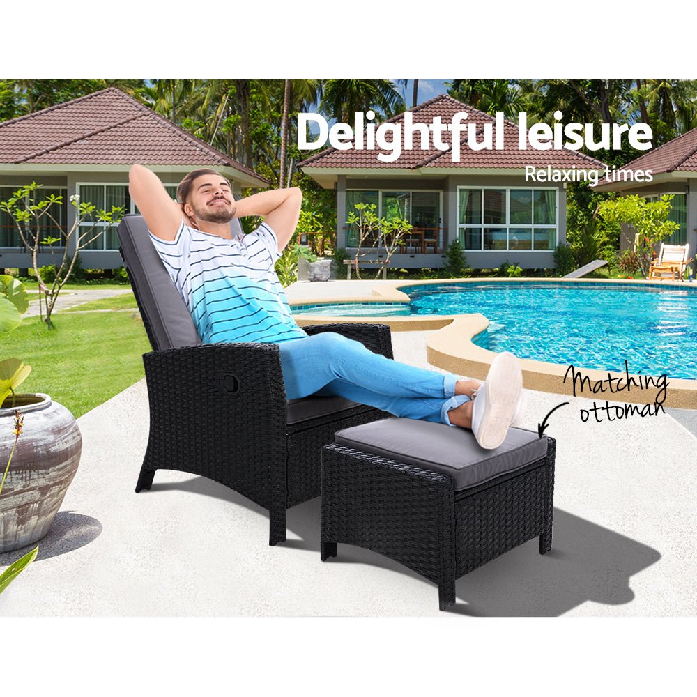 Recliner Chair Sun lounge with Ottoman - Direct On Sale