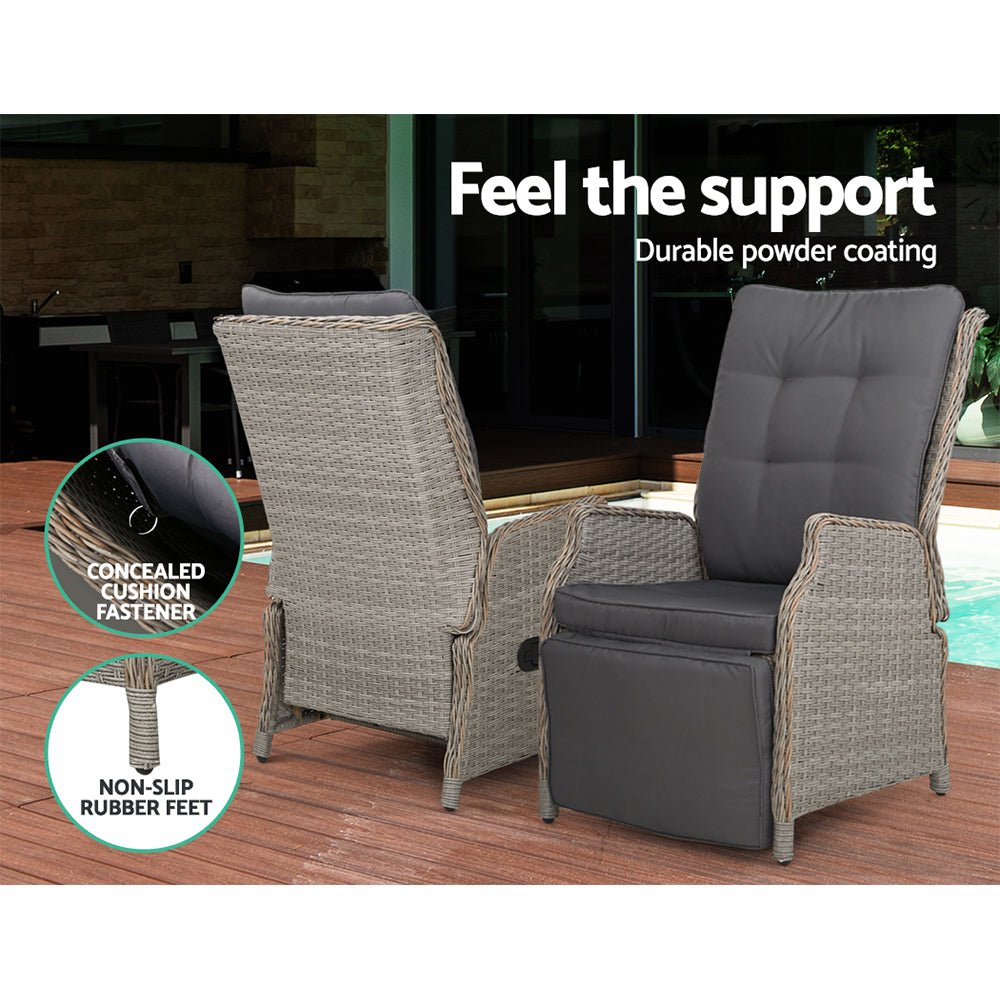 Recliner Chairs Outdoor Sun lounge Setting Patio Furniture Wicker Sofa - Direct On Sale
