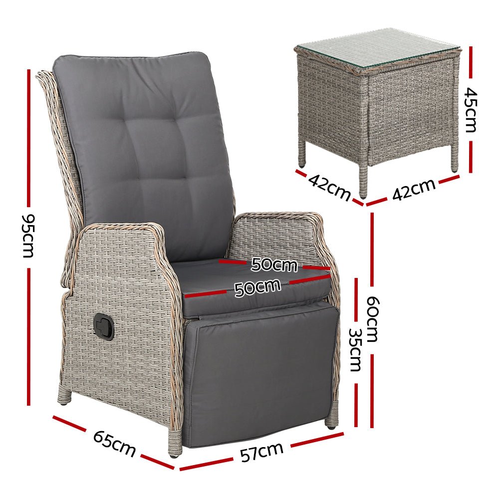 Recliner Chairs Outdoor Sun lounge Setting Patio Furniture Wicker Sofa - Direct On Sale