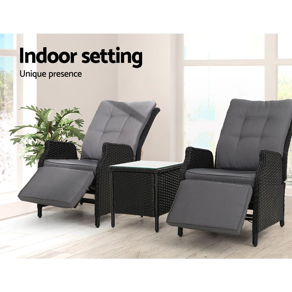 Recliner Chairs Sun lounge Setting Outdoor Furniture Patio Wicker Sofa - Direct On Sale
