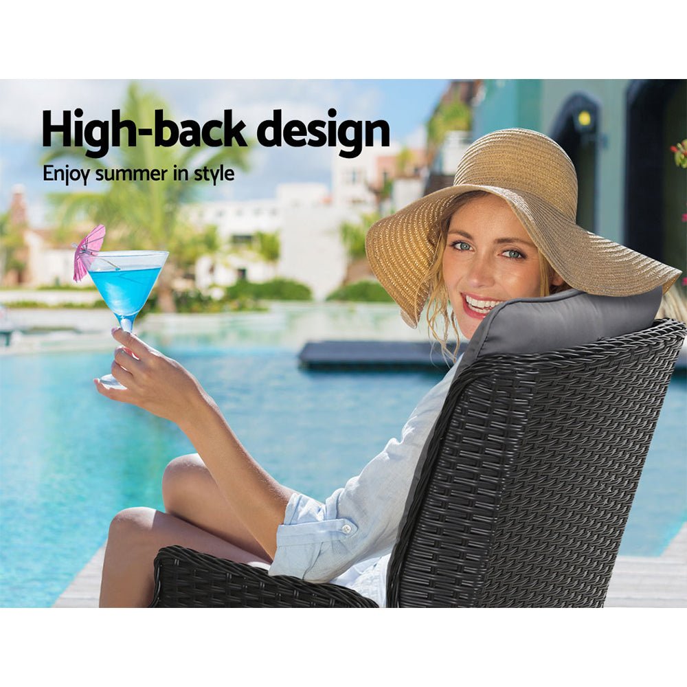 Recliner Chairs Sun lounge Setting Outdoor Furniture Patio Wicker Sofa - Direct On Sale