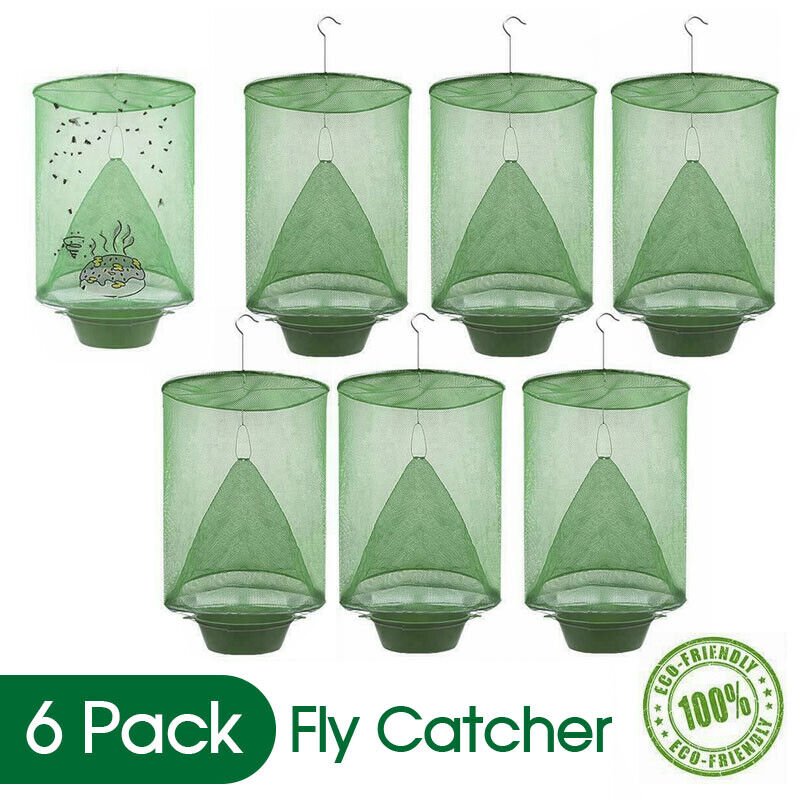 Reusable 6 Pack Fly Trap Insect Killer Net Cage Trap Ranch Pest Hanging Catcher - Direct On Sale