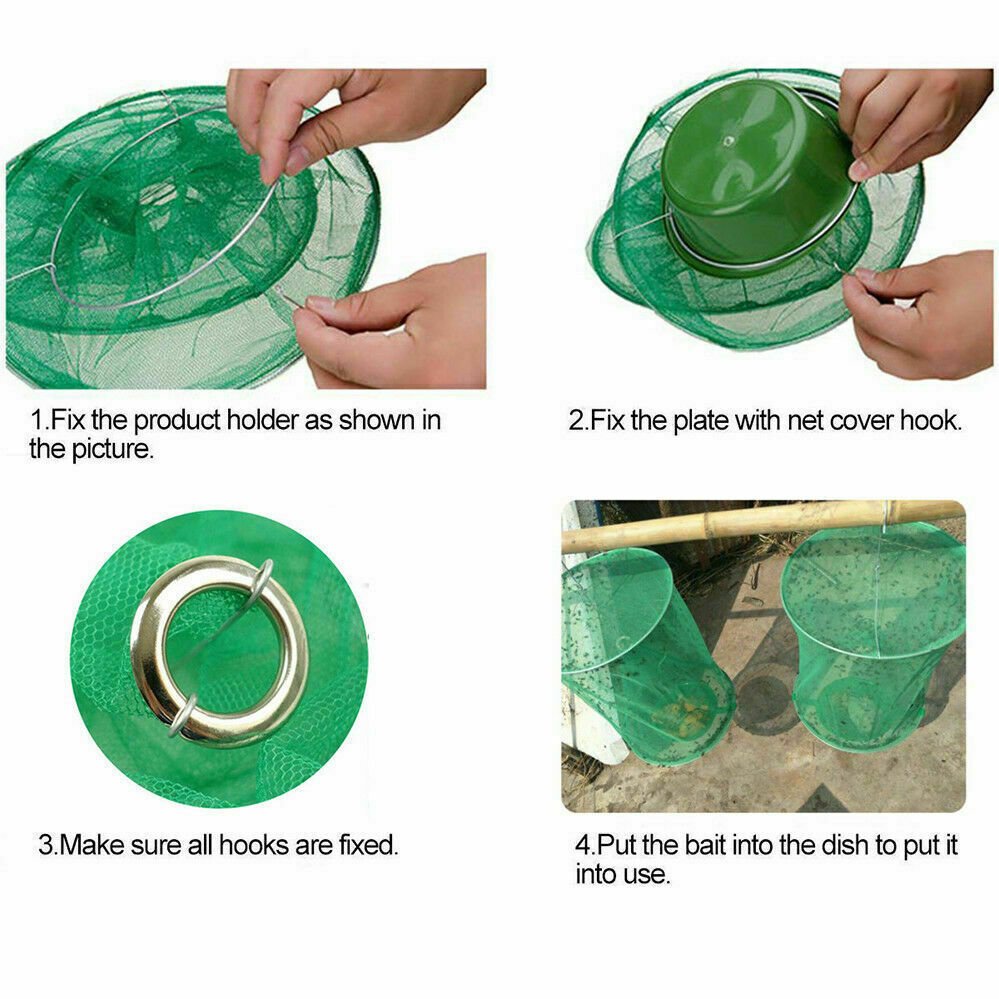Reusable 6 Pack Fly Trap Insect Killer Net Cage Trap Ranch Pest Hanging Catcher - Direct On Sale