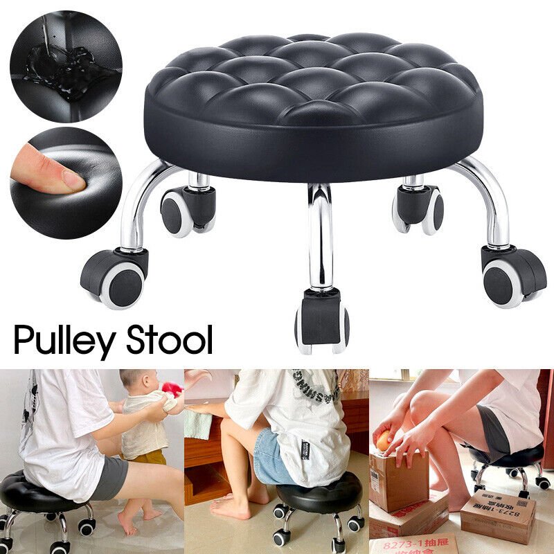 Round Low Roller Seat Stool Small Stool with Wheels Kitchen Wardrobe - Direct On Sale