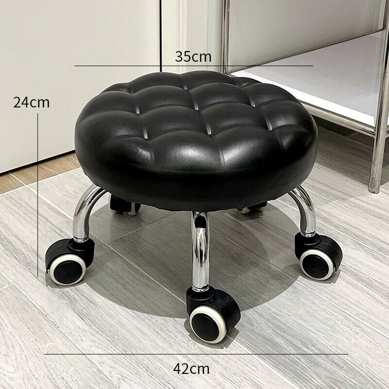 Round Low Roller Seat Stool Small Stool with Wheels Kitchen Wardrobe - Direct On Sale